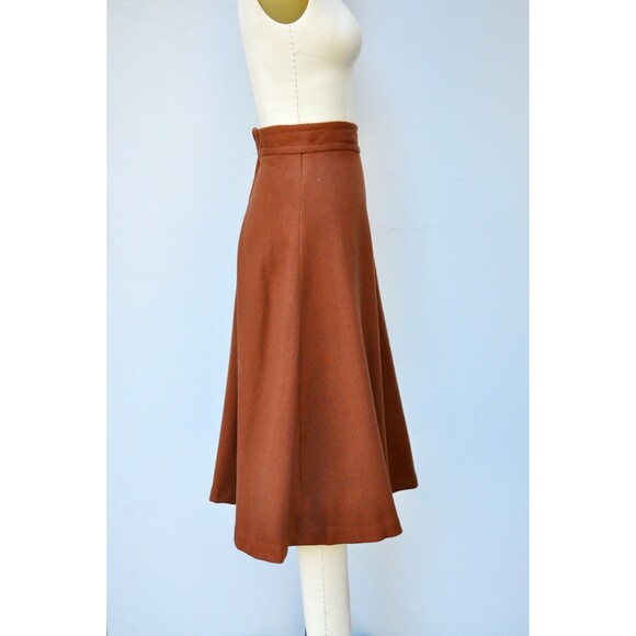 50s Brown High Waist Skort - High Waisted PantSkirt - Wool Skort Pants Skirt XXS - Picture 3 of 10